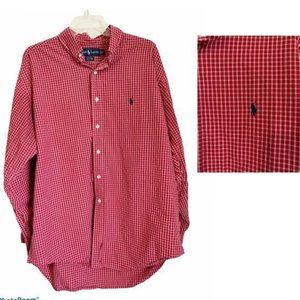 Ralph Lauren Yarmouth Red Gingham Button Up Shirt Men’s 34/35 Neck 17 Preppy